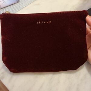 Sézane Burgundy Velvet Clutch Pouch